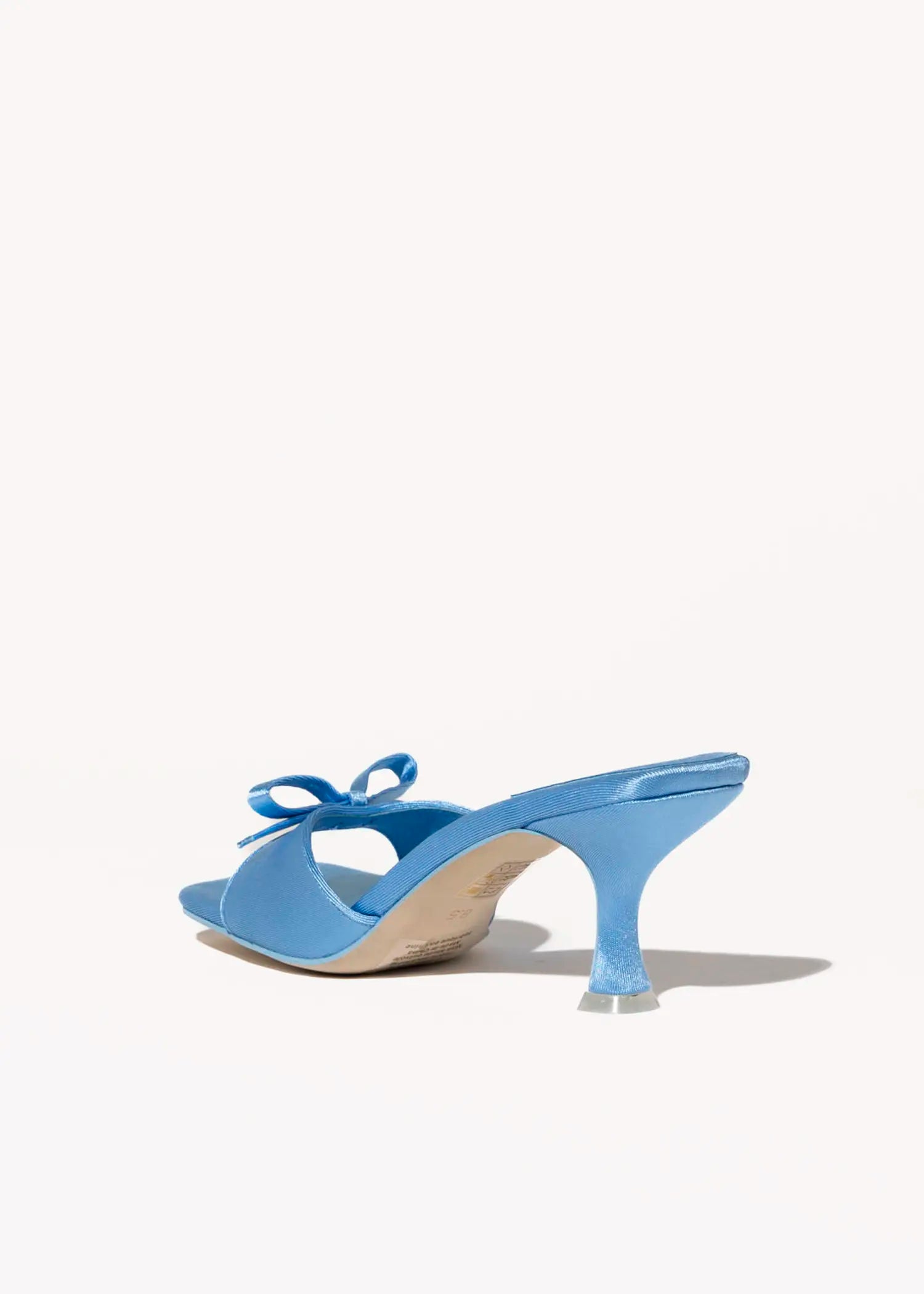 swatch_blue satin sweet on u slide sandal heeled sandals