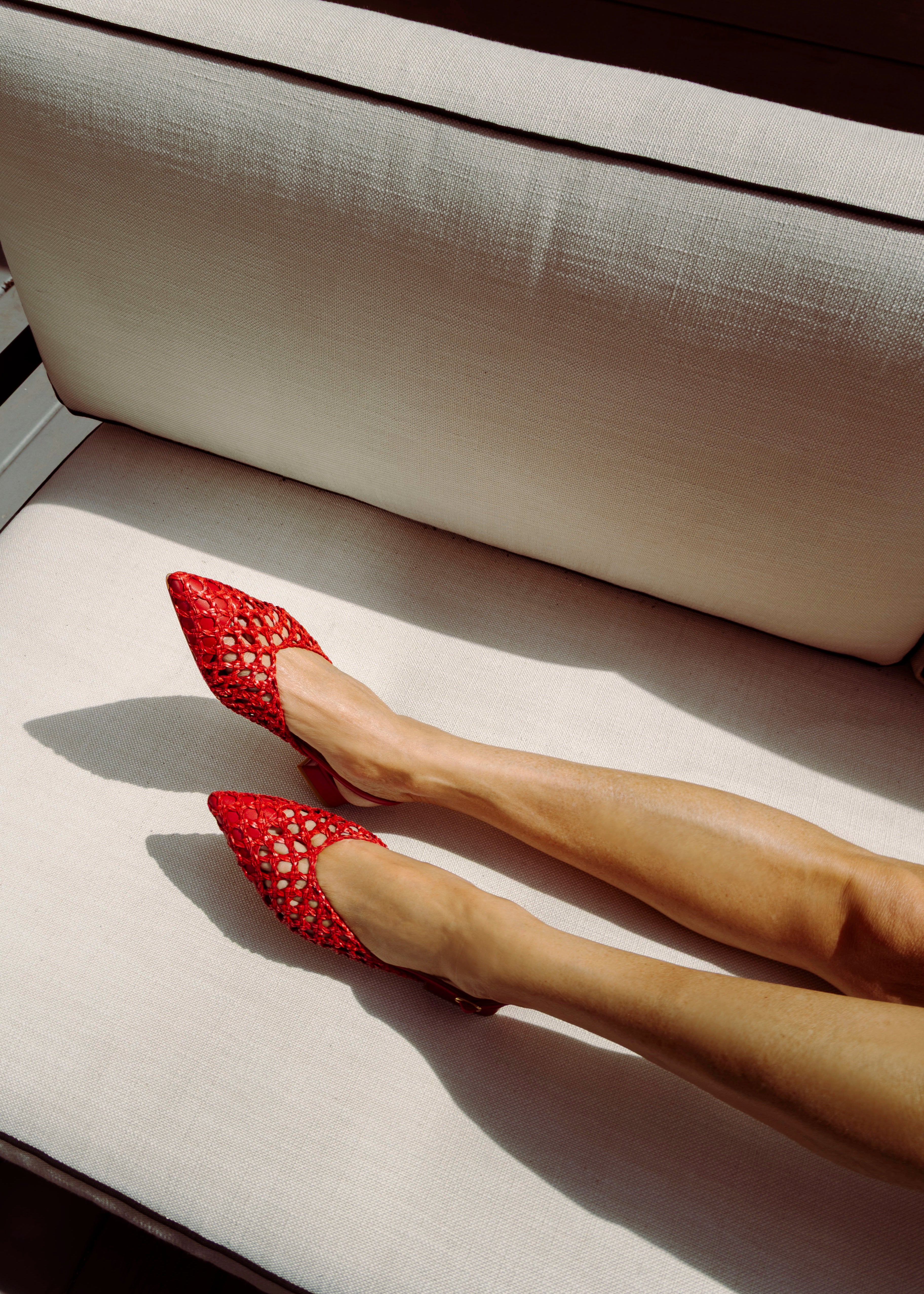 swatch_red leather lussy woven slingback flat shoes