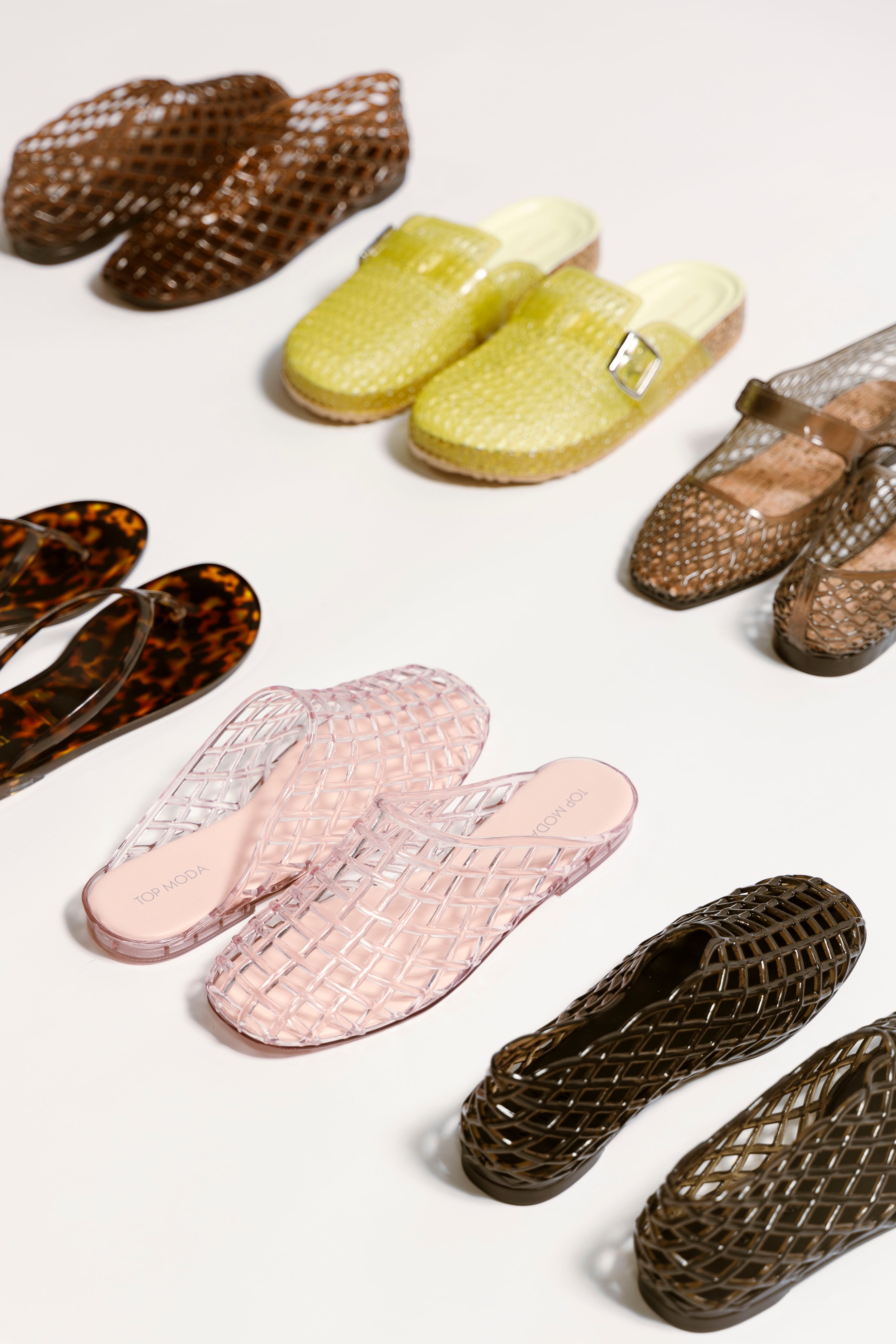picture of colorful jelly shoes with link to shop all jelly shoes