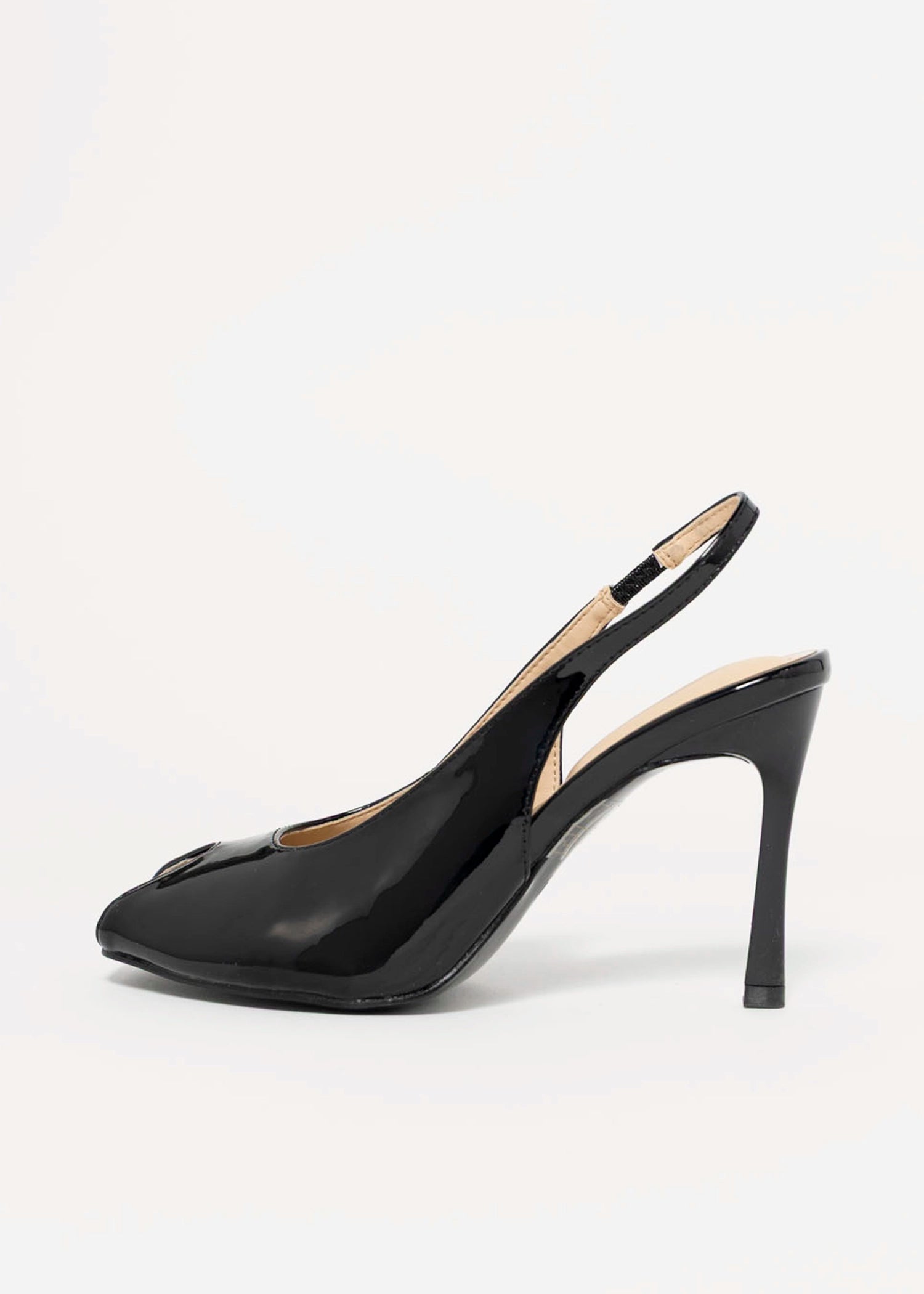 swatch_Black Patent clear cut peep toe slingback