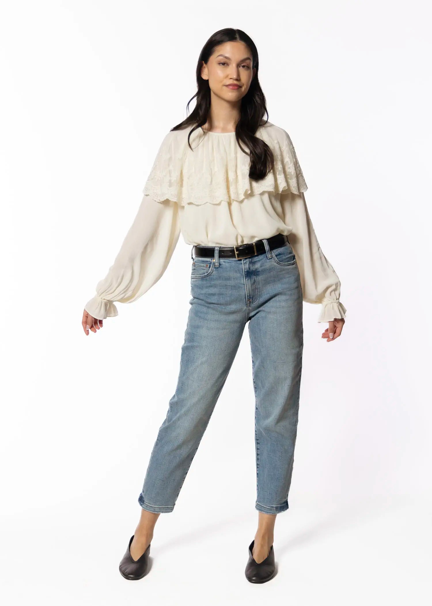 swatch_neutrals lace cape blouse apparel