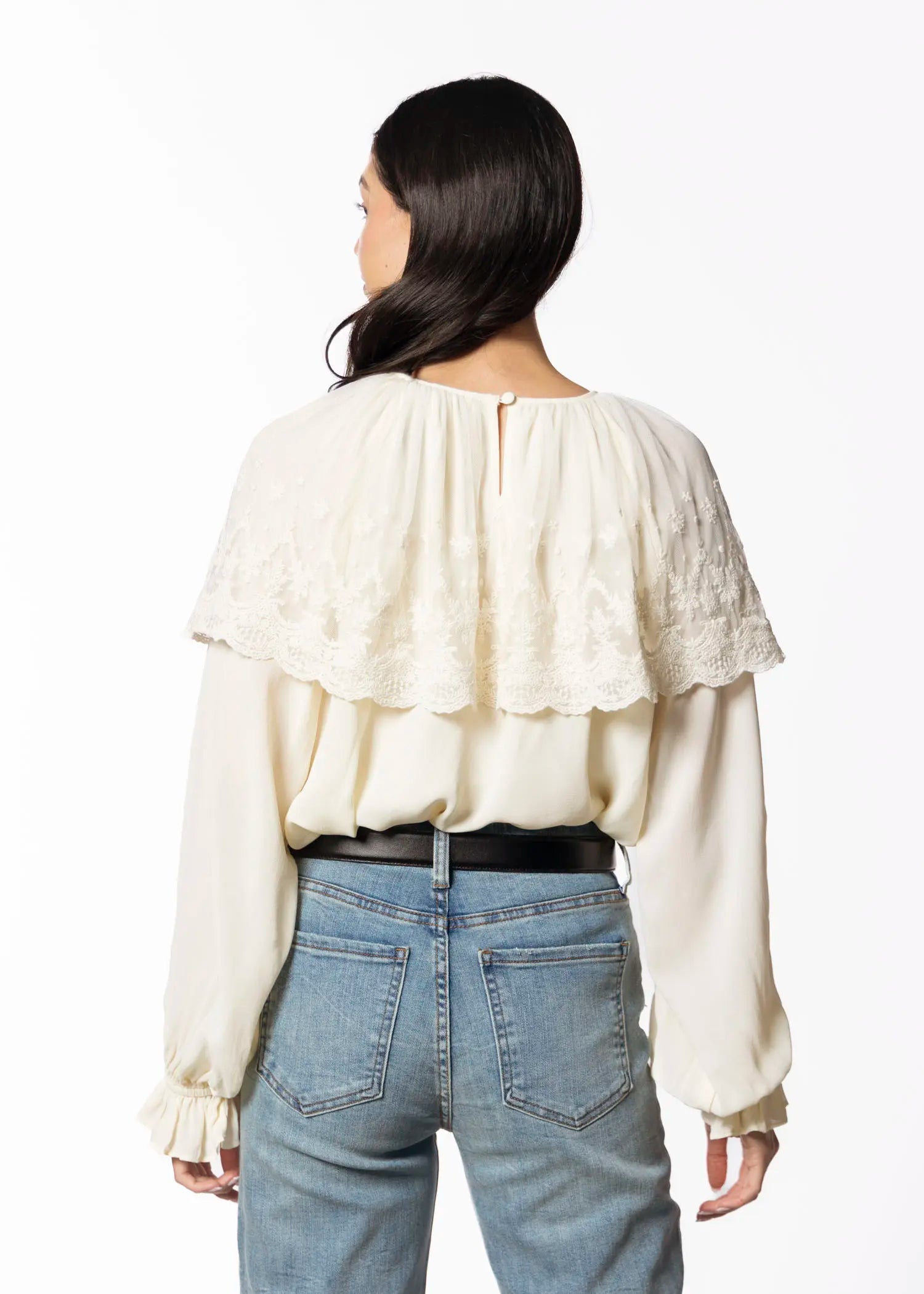 swatch_neutrals lace cape blouse apparel
