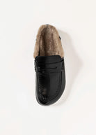 swatch_Black Leather shearling lined clog shoes
