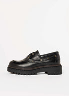 swatch_Black Leather lug sole boat shoe shoes