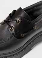 swatch_Black Leather lug sole boat shoe shoes