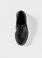 swatch_Black Leather lug sole boat shoe shoes