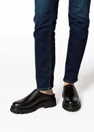 swatch_Black Leather fur lined clog shoes