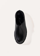 swatch_Black Leather fur lined clog shoes