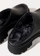 swatch_Black Leather fur lined clog shoes