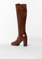 swatch_Brown Leather knee high heeled boot boots