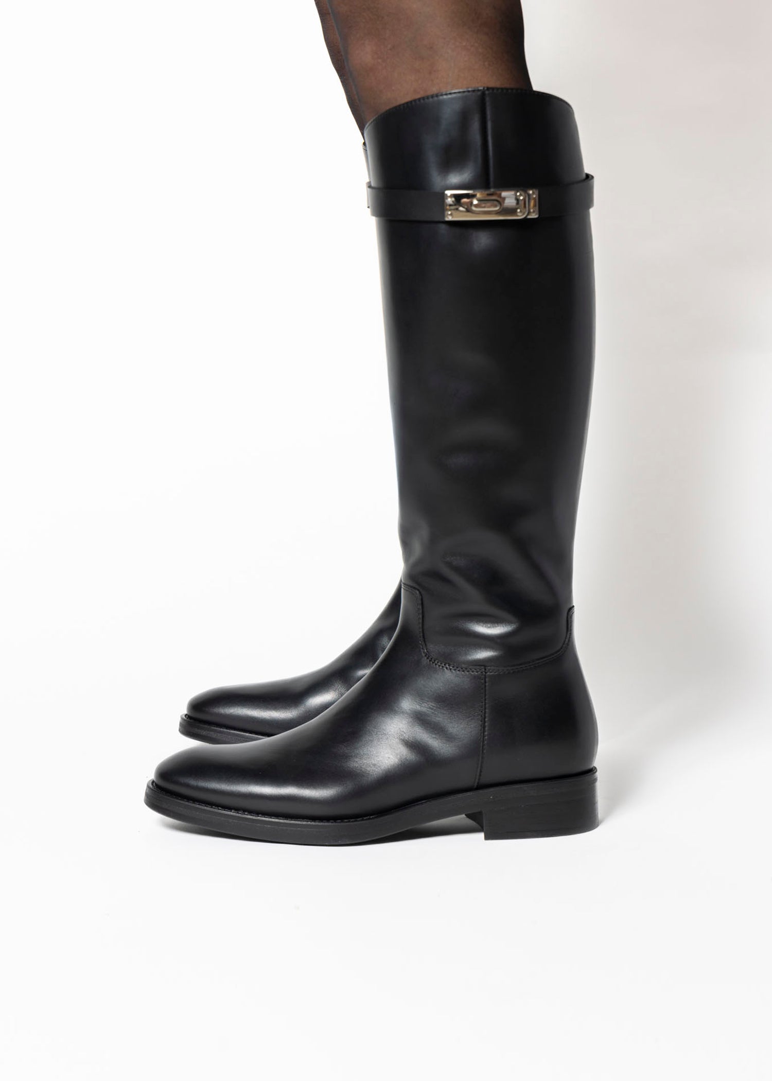 swatch_black leather classic riding boot boots