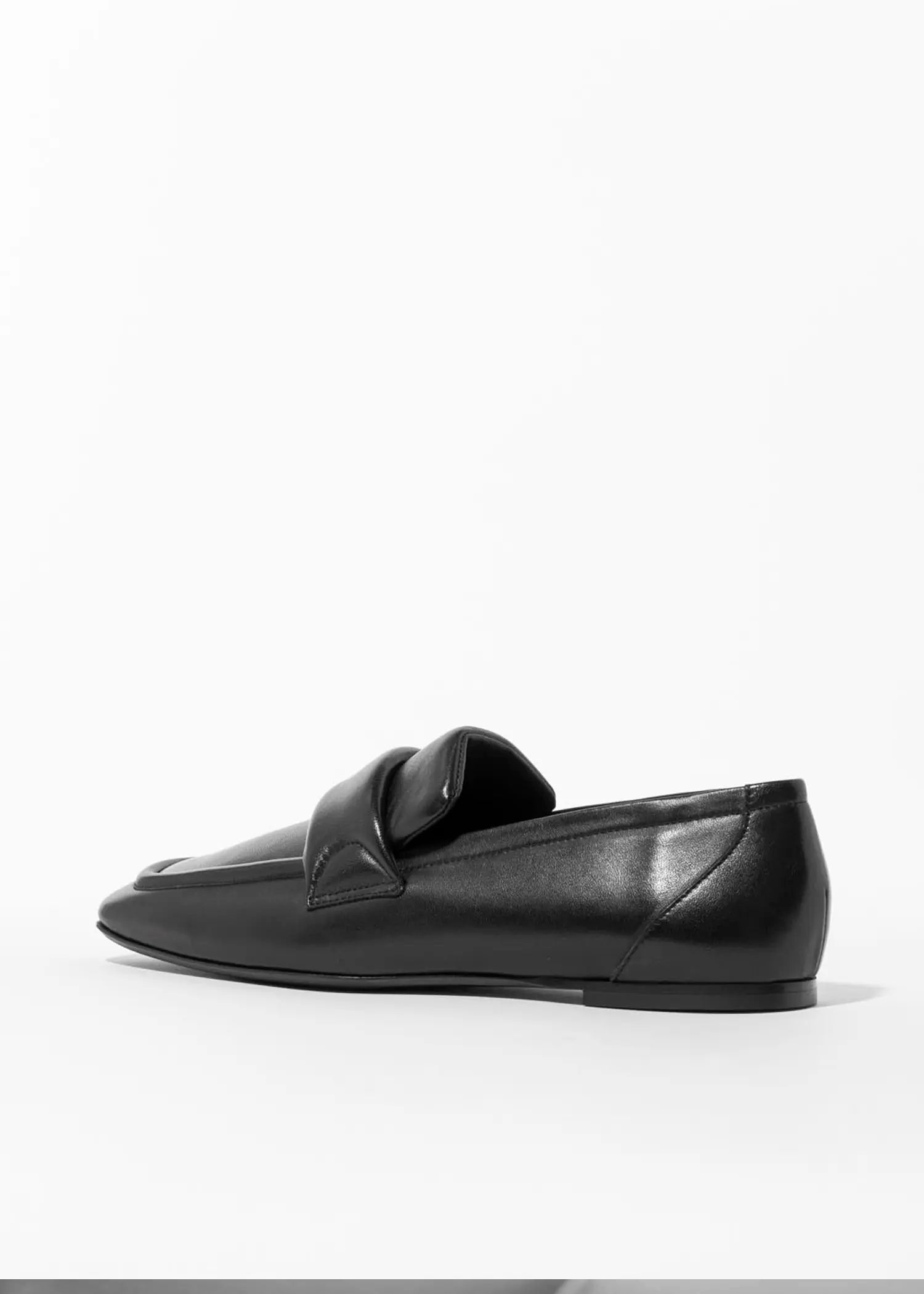 swatch_black leather leather loafer flat shoes