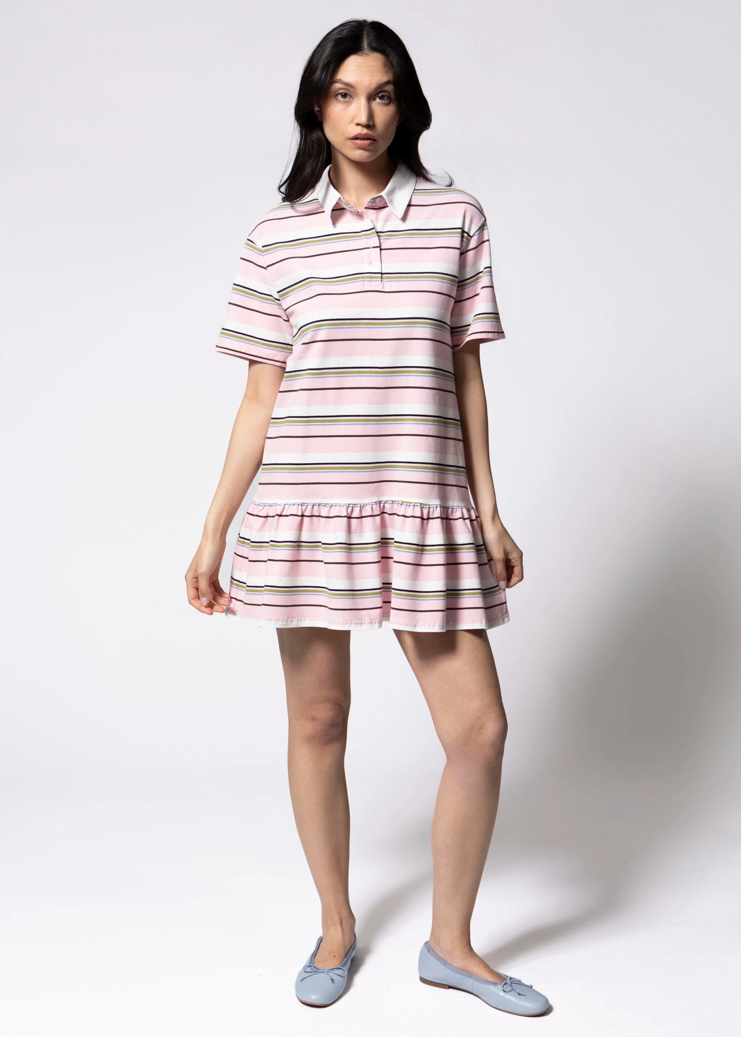 swatch_Pink striped polo dress