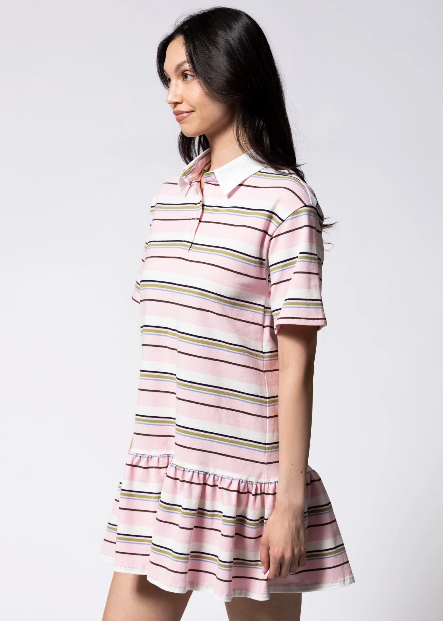 swatch_Pink striped polo dress