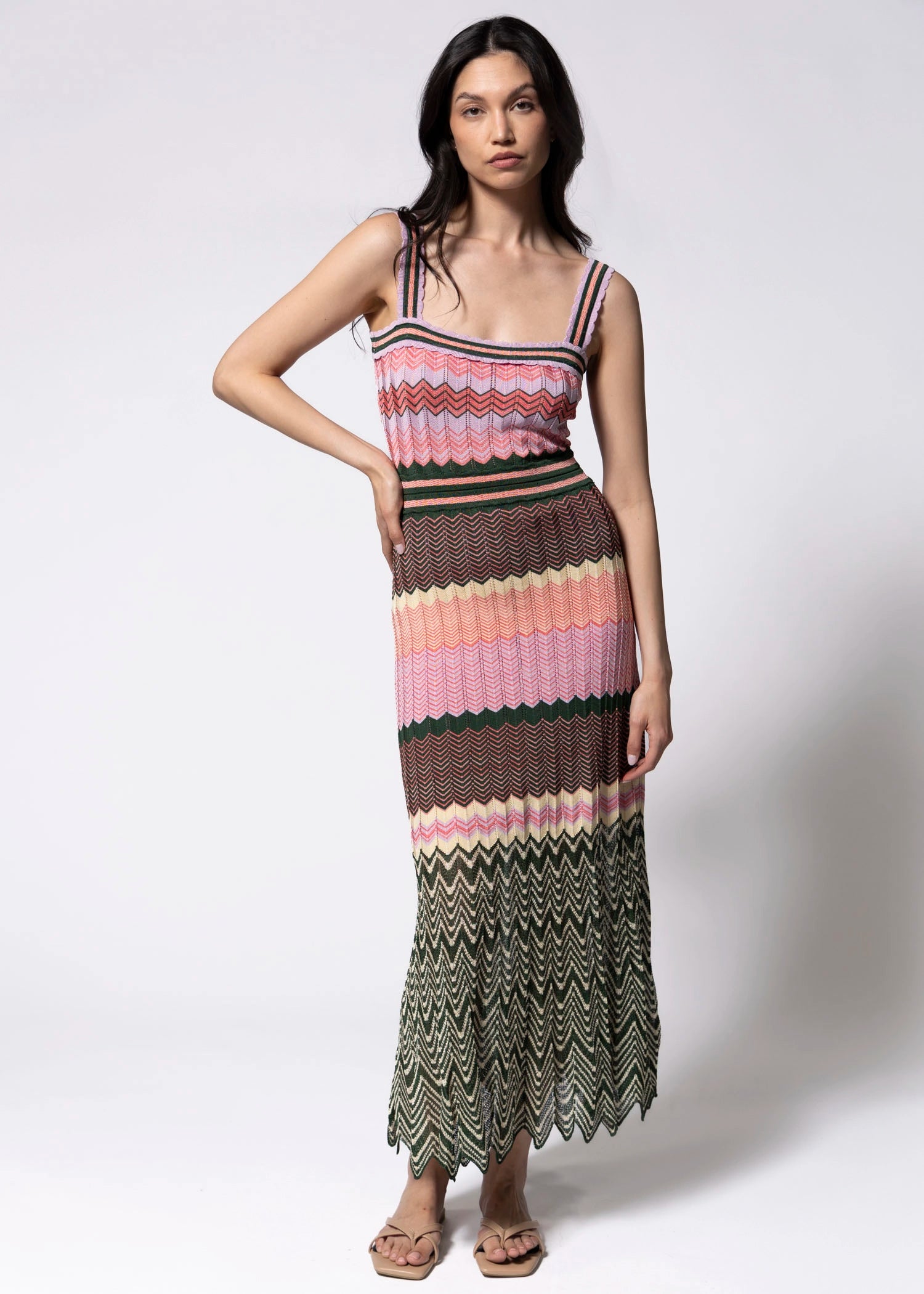 swatch-Multi knit chevron print dress