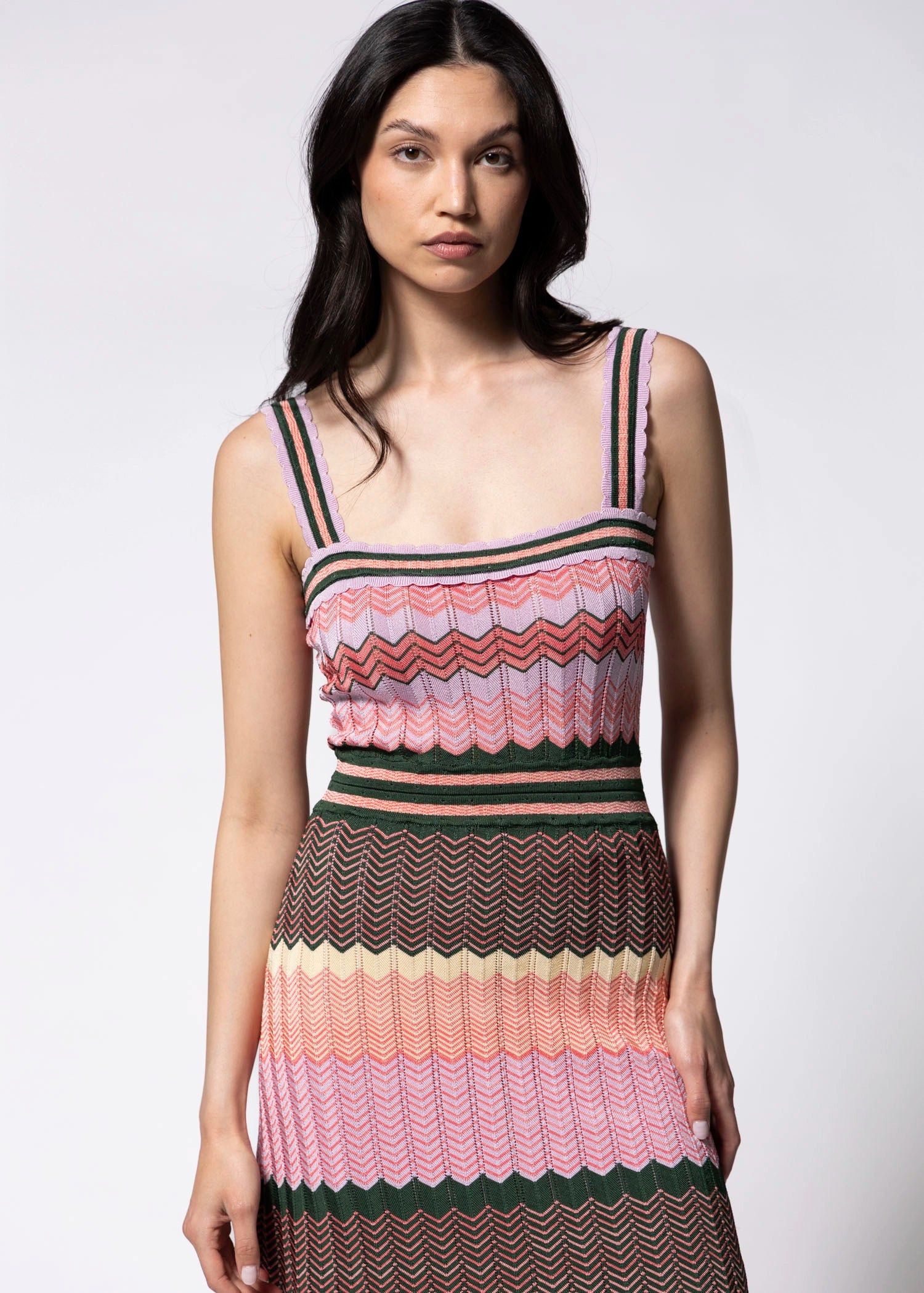 swatch-Multi knit chevron print dress