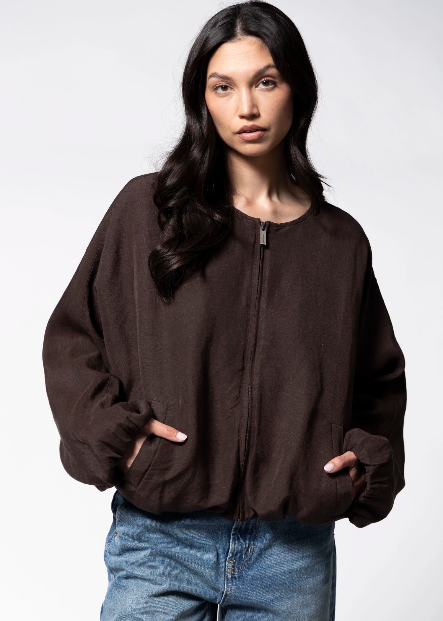 swatch_Brown sanctuary linen bubble jacket