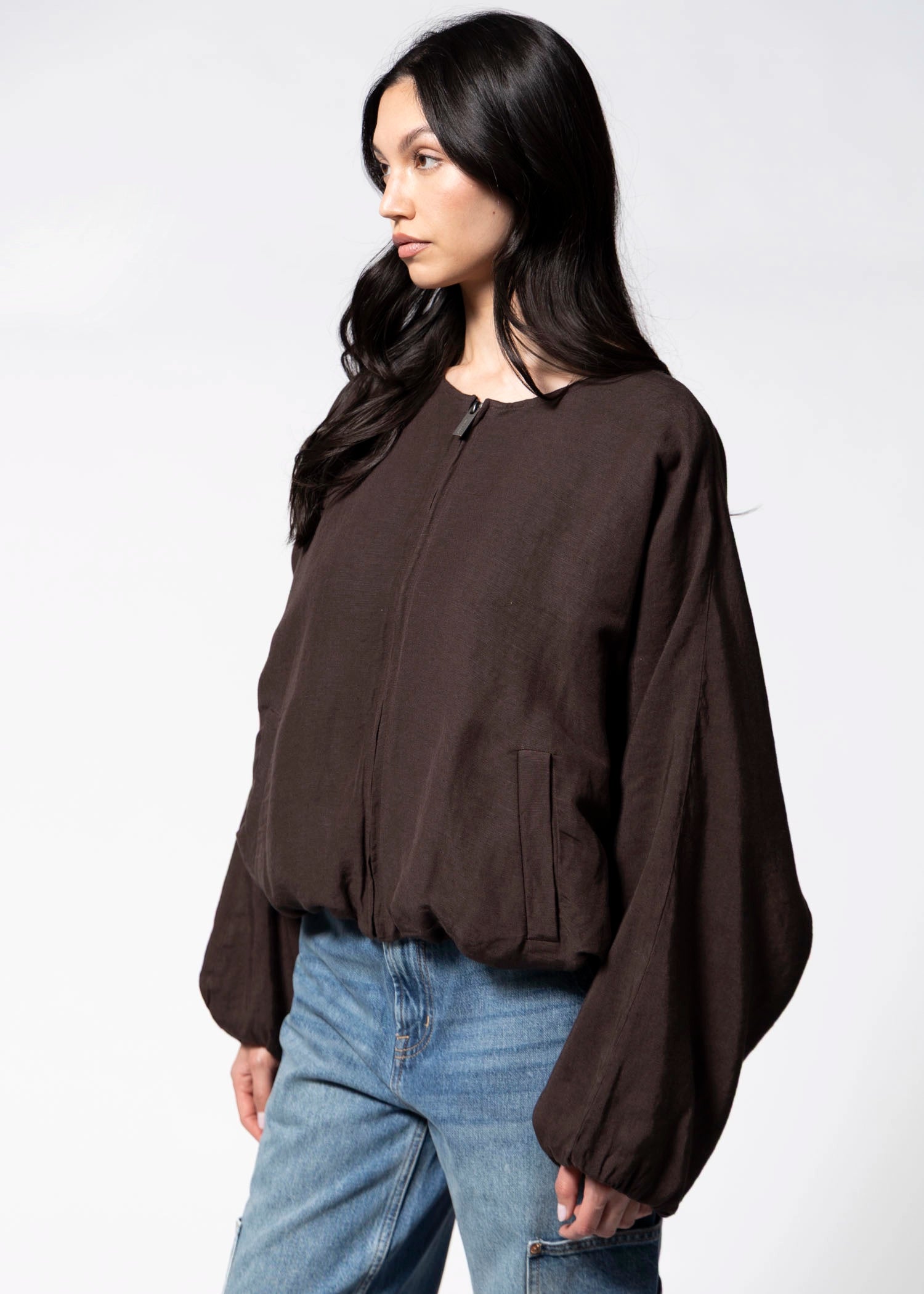 swatch_Brown sanctuary linen bubble jacket