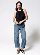swatch-Black bubble hem tank