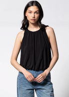 swatch-Black bubble hem tank