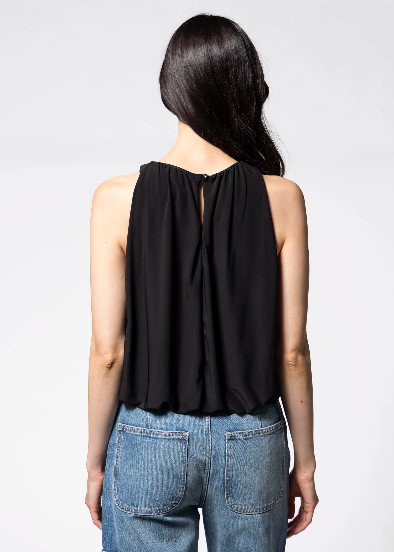 swatch-Black bubble hem tank