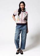 swatch_Multi floral short sleeve sweater
