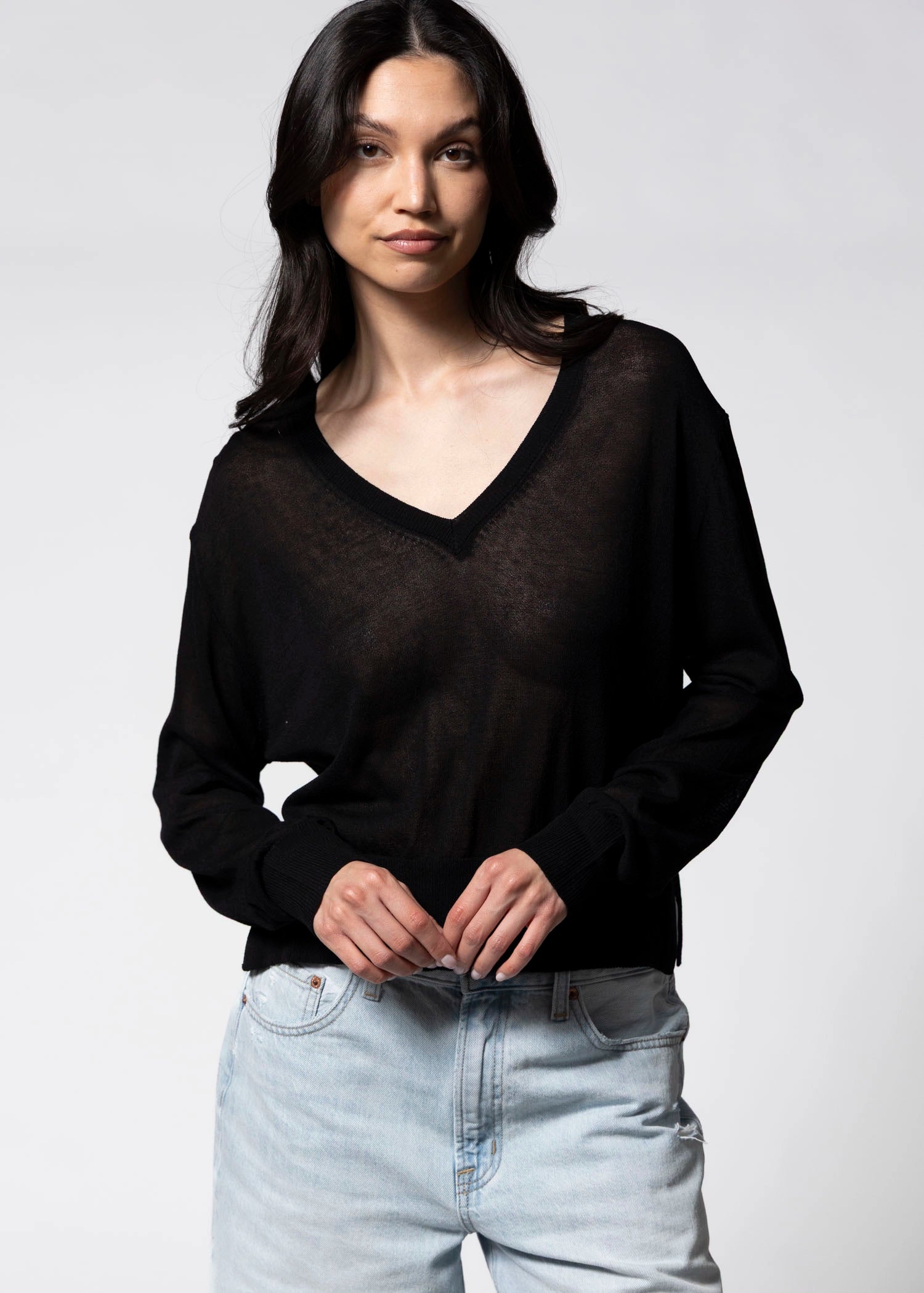 swatch_Black deluc granadella sheer sweater