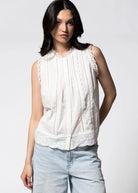 swatch_Off White lace trim blouse