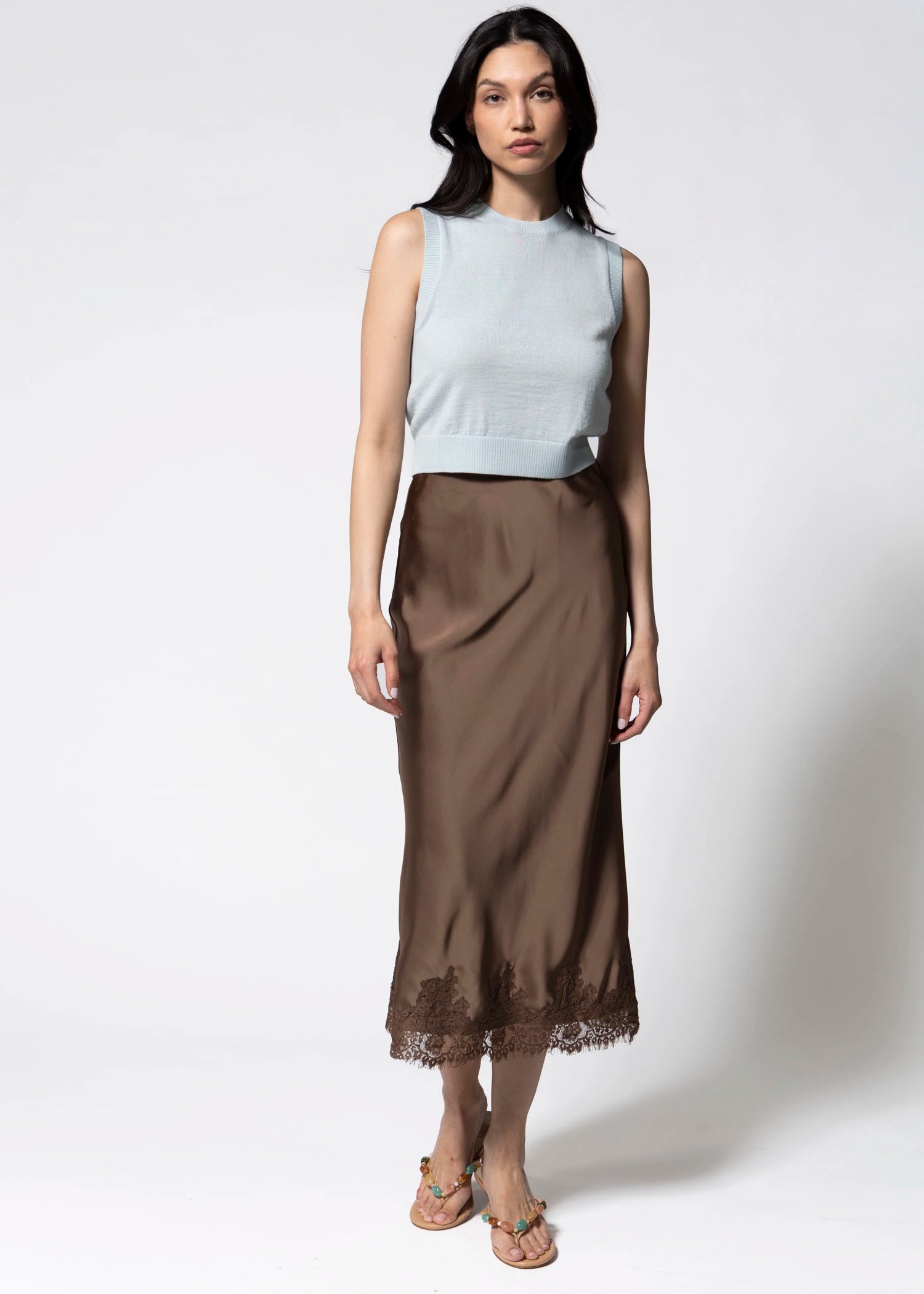 swatch_Mocha elodie the label enid satin skirt