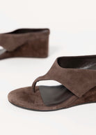 swatch_Espresso Suede tony bianco swift thong wedge sandal