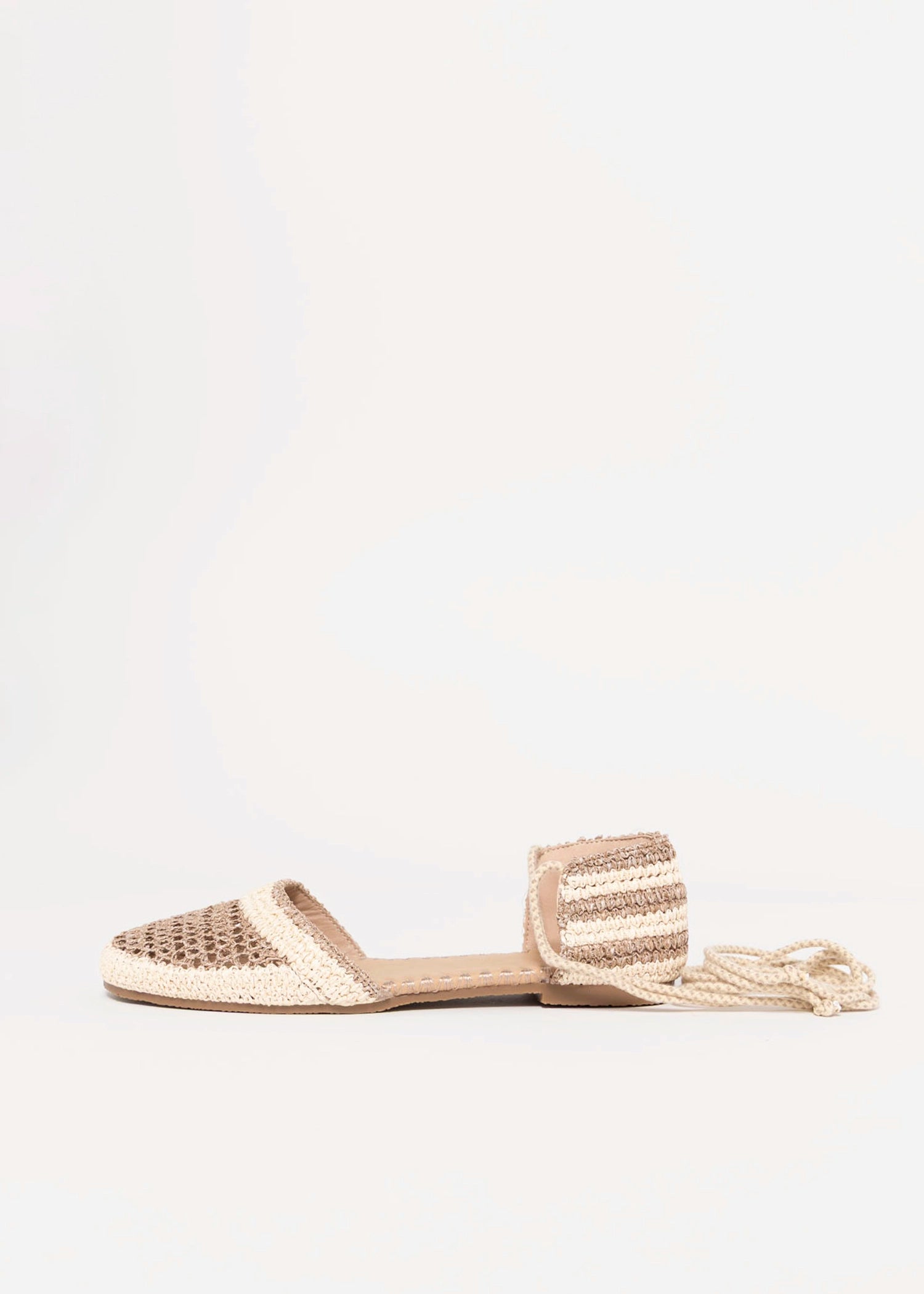 swatch_Khaki lace up crochet flat espadrille