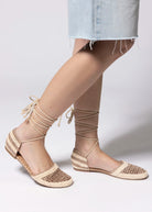 swatch_Khaki lace up crochet flat espadrille