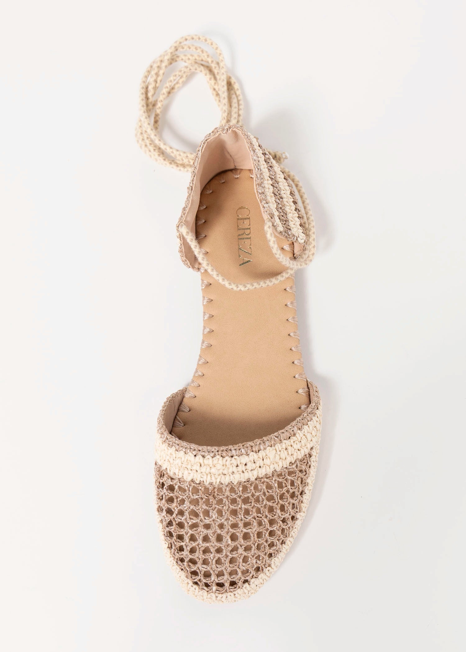 swatch_Khaki lace up crochet flat espadrille