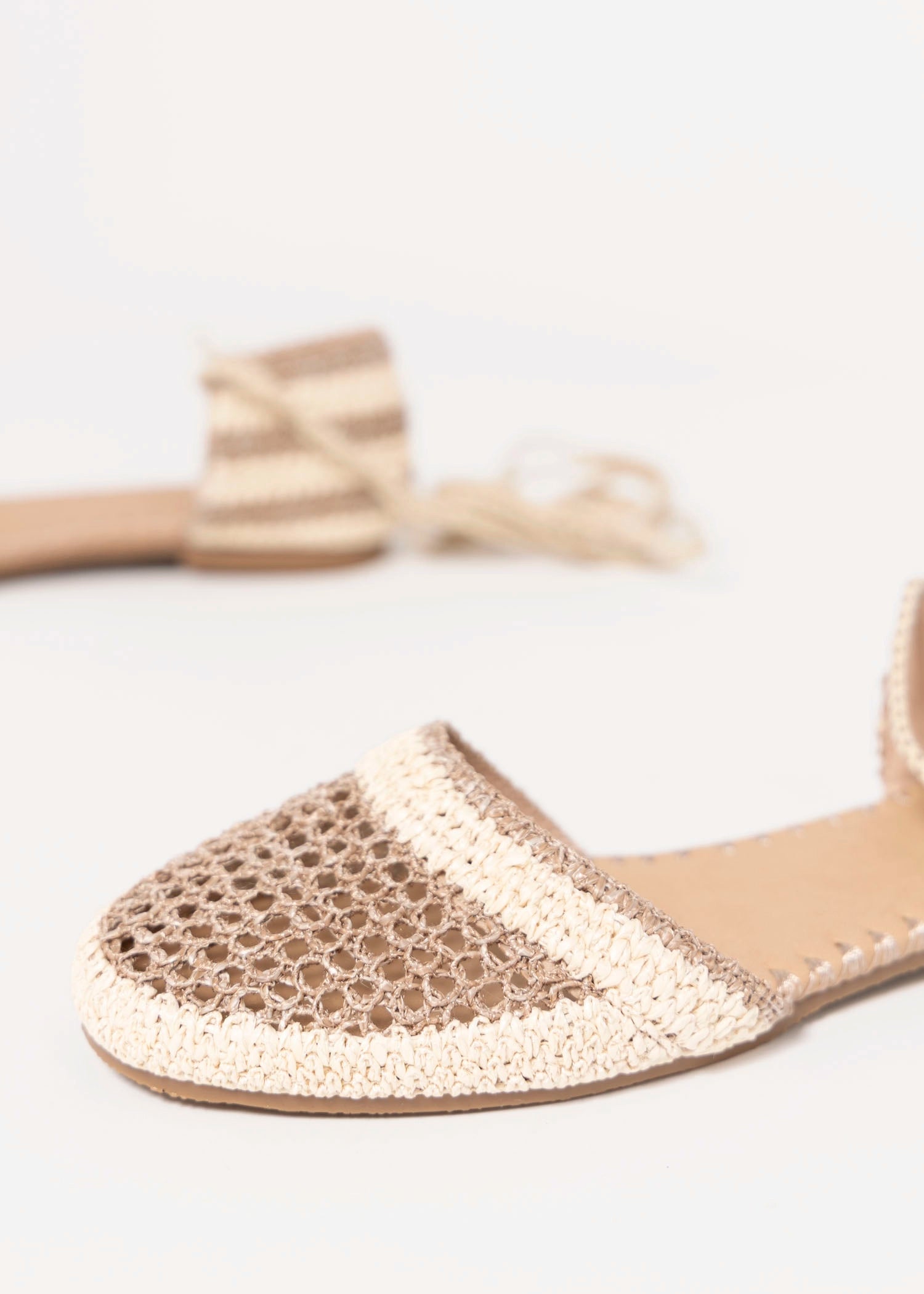 swatch_Khaki lace up crochet flat espadrille