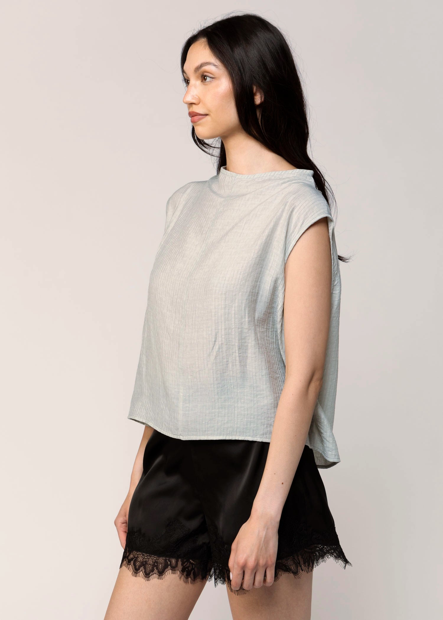 swatch_Cloud sheer mock neck blouse