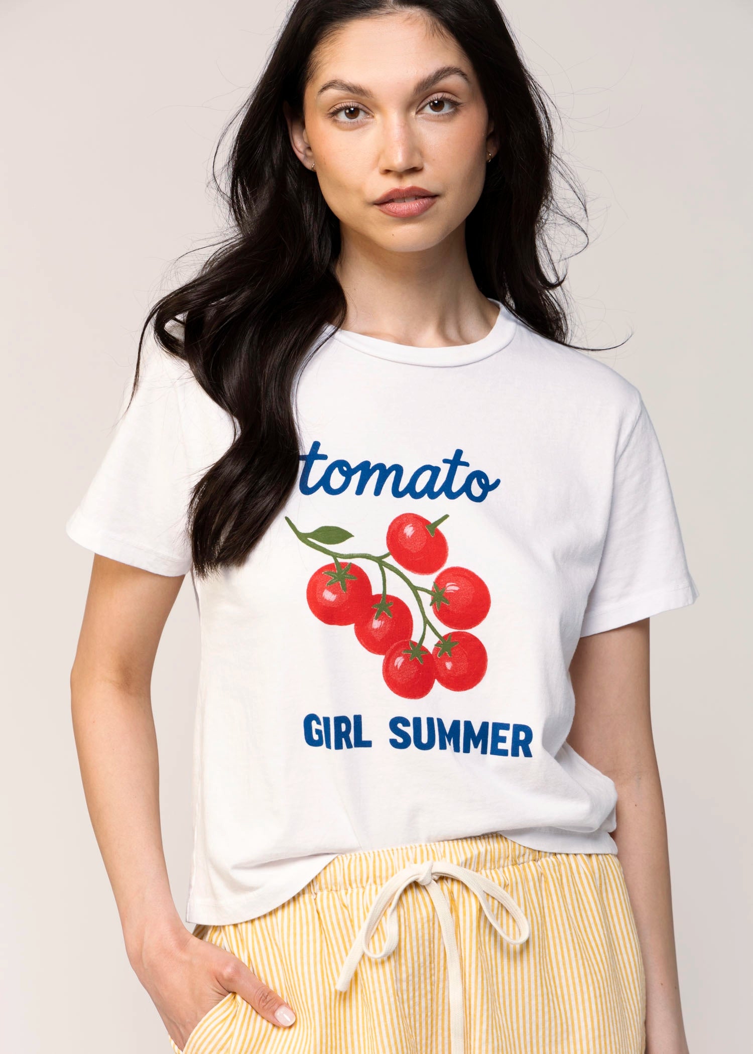 swatch_White sunny somewhere tomato girl summer t-shirt