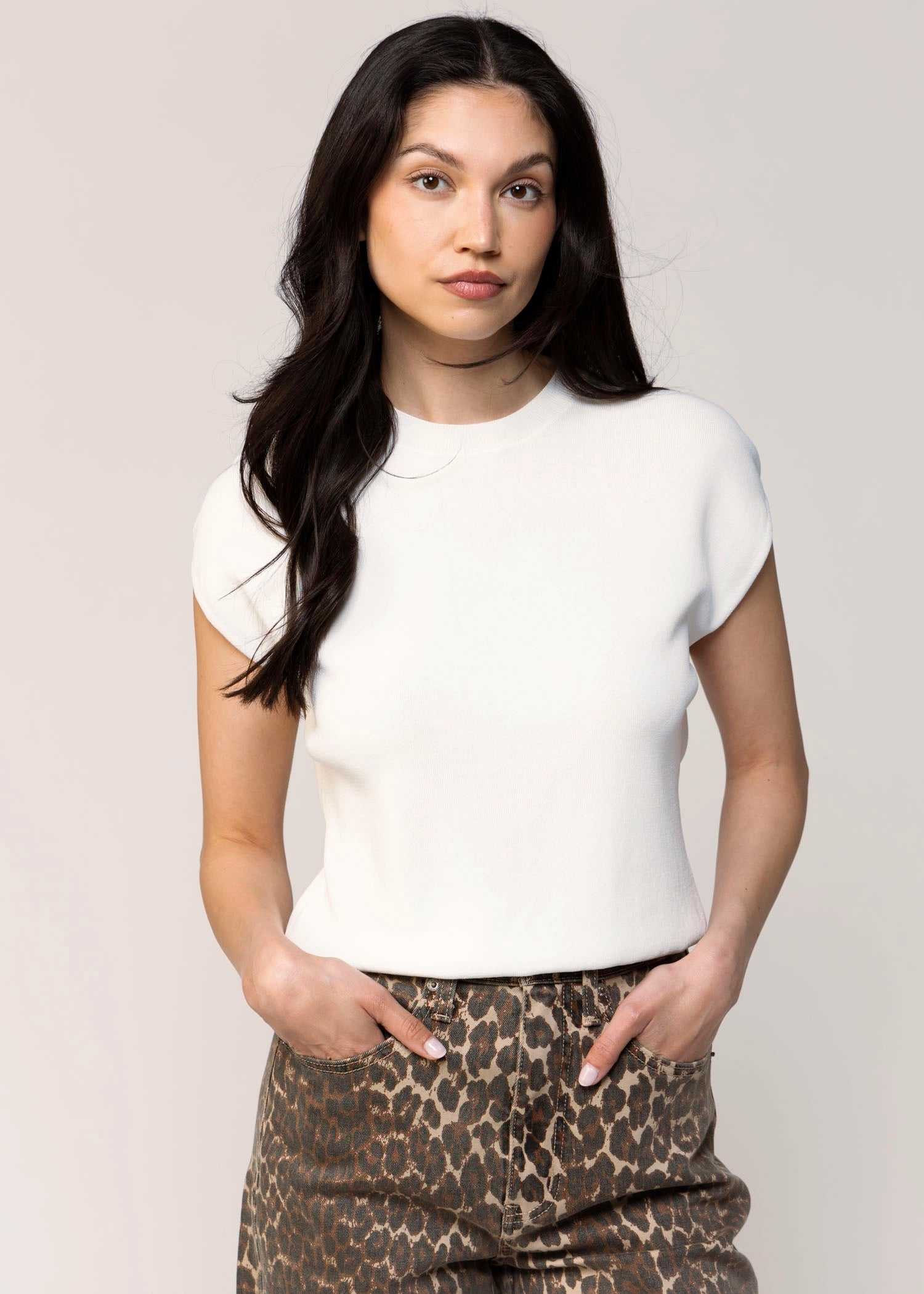swatch_White cap sleeve sweater