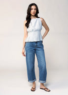 swatch_Blue pinstripe peplum top
