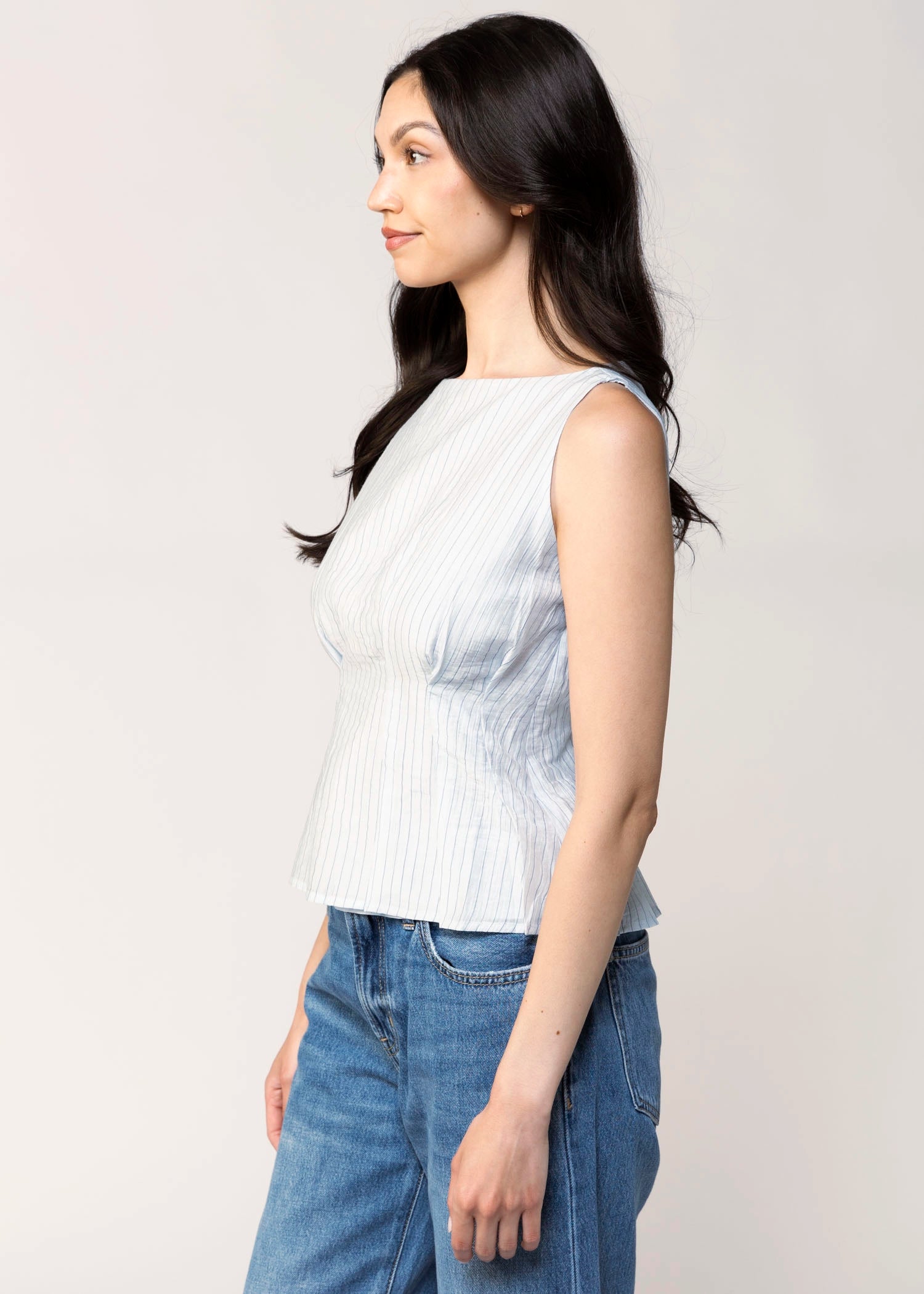 swatch_Blue pinstripe peplum top