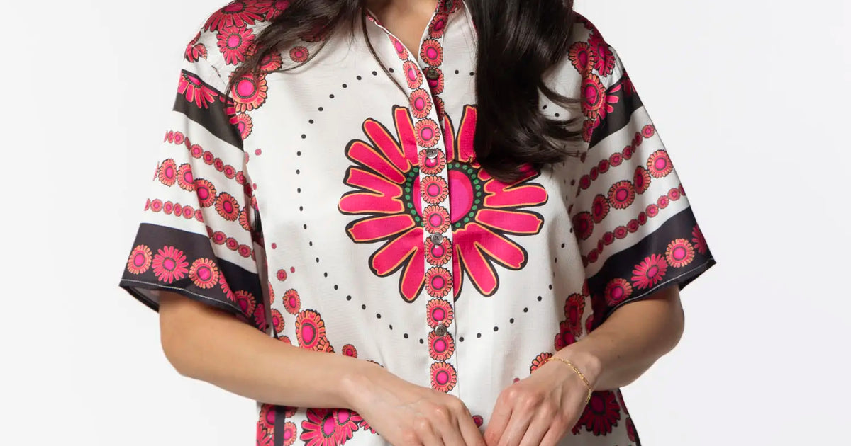 Agara Pleated Short Sleeve Blouse Fuchsia main image 1
