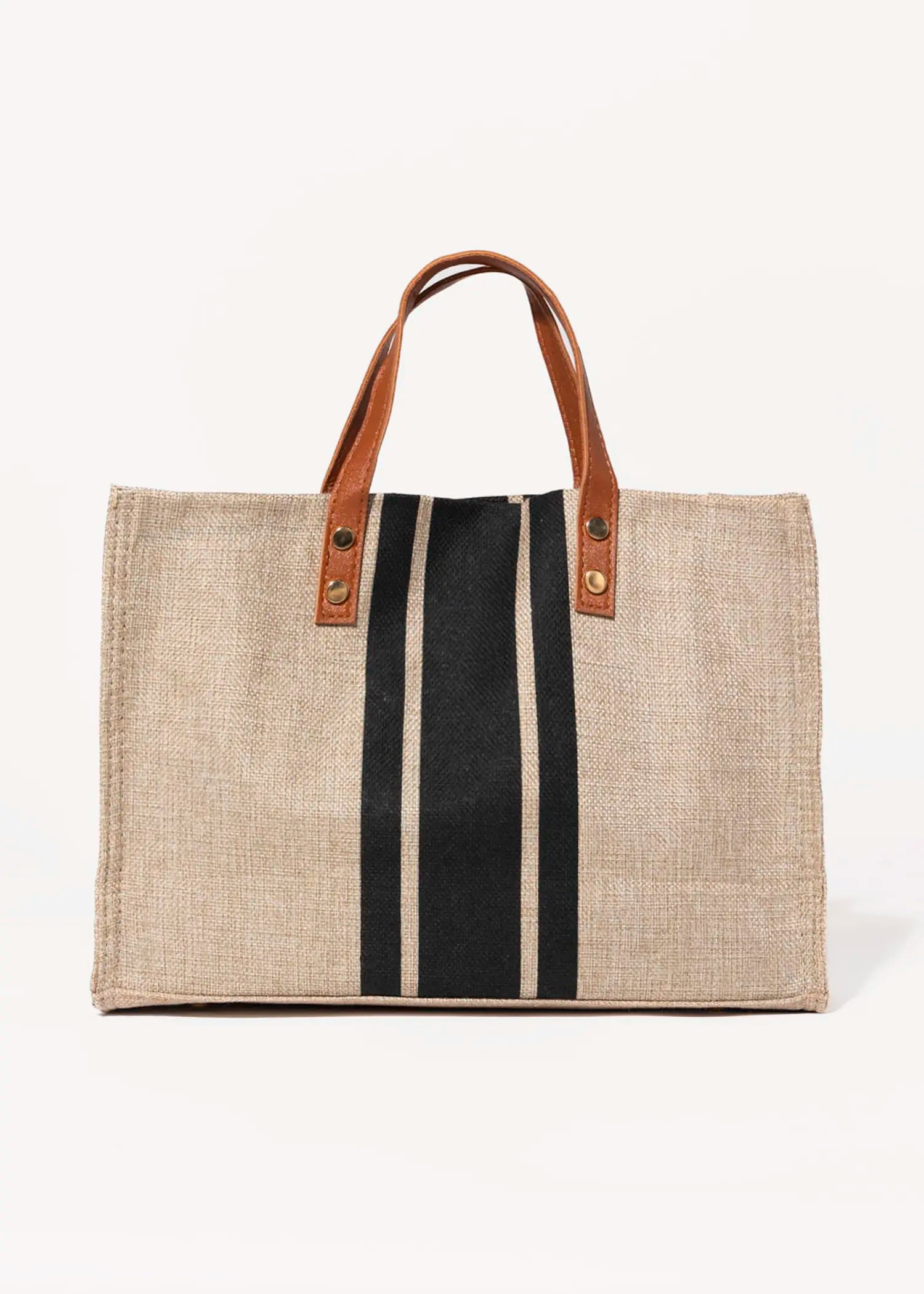 swatch_Black/Natural top handle canvas tote