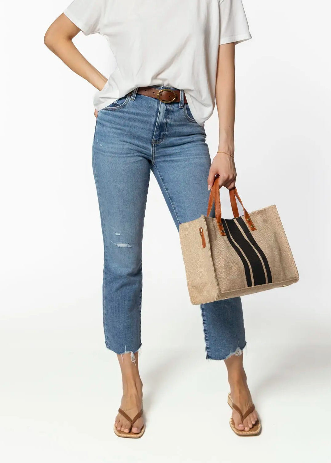 swatch_Black/Natural top handle canvas tote