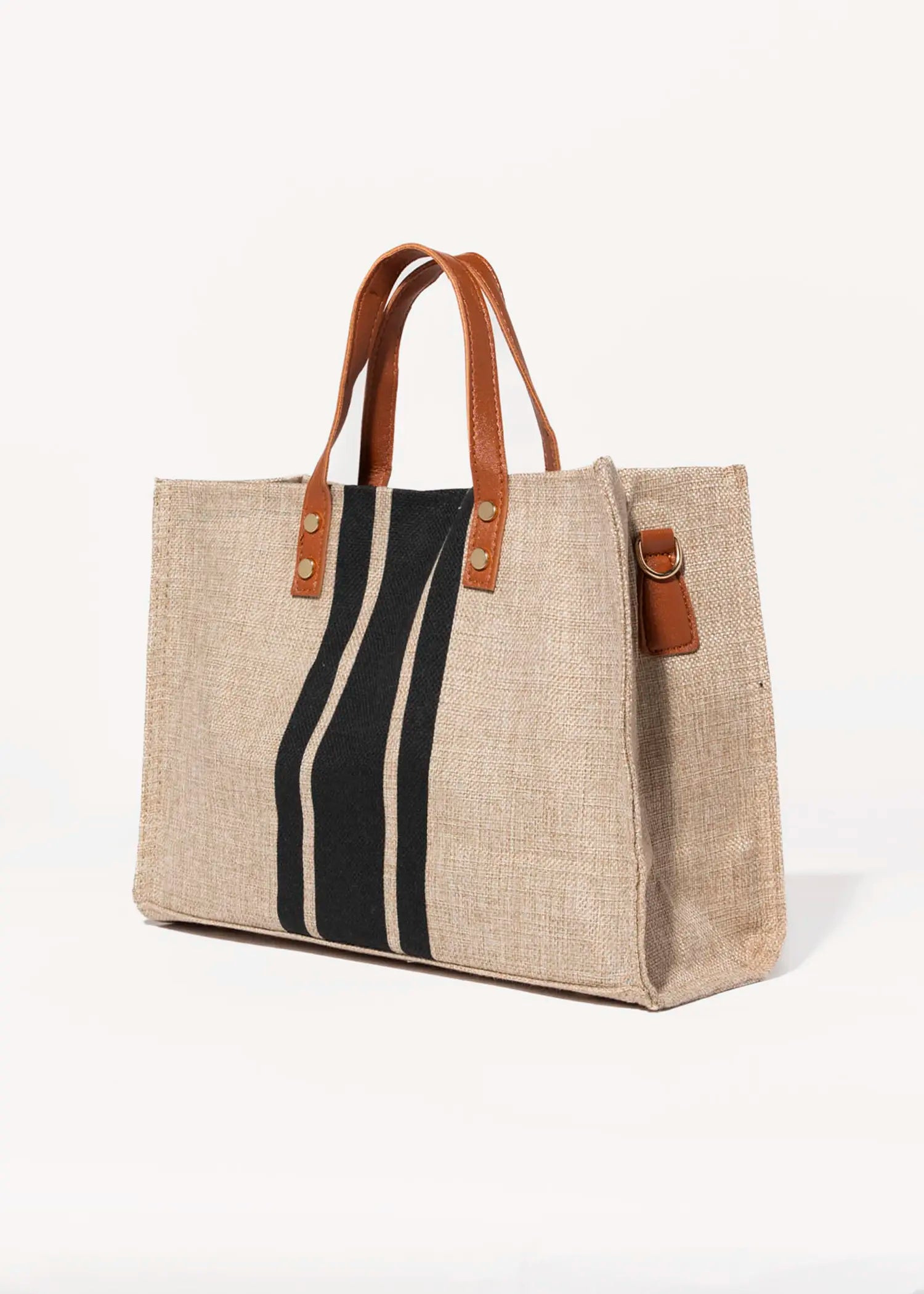 swatch_Black/Natural top handle canvas tote
