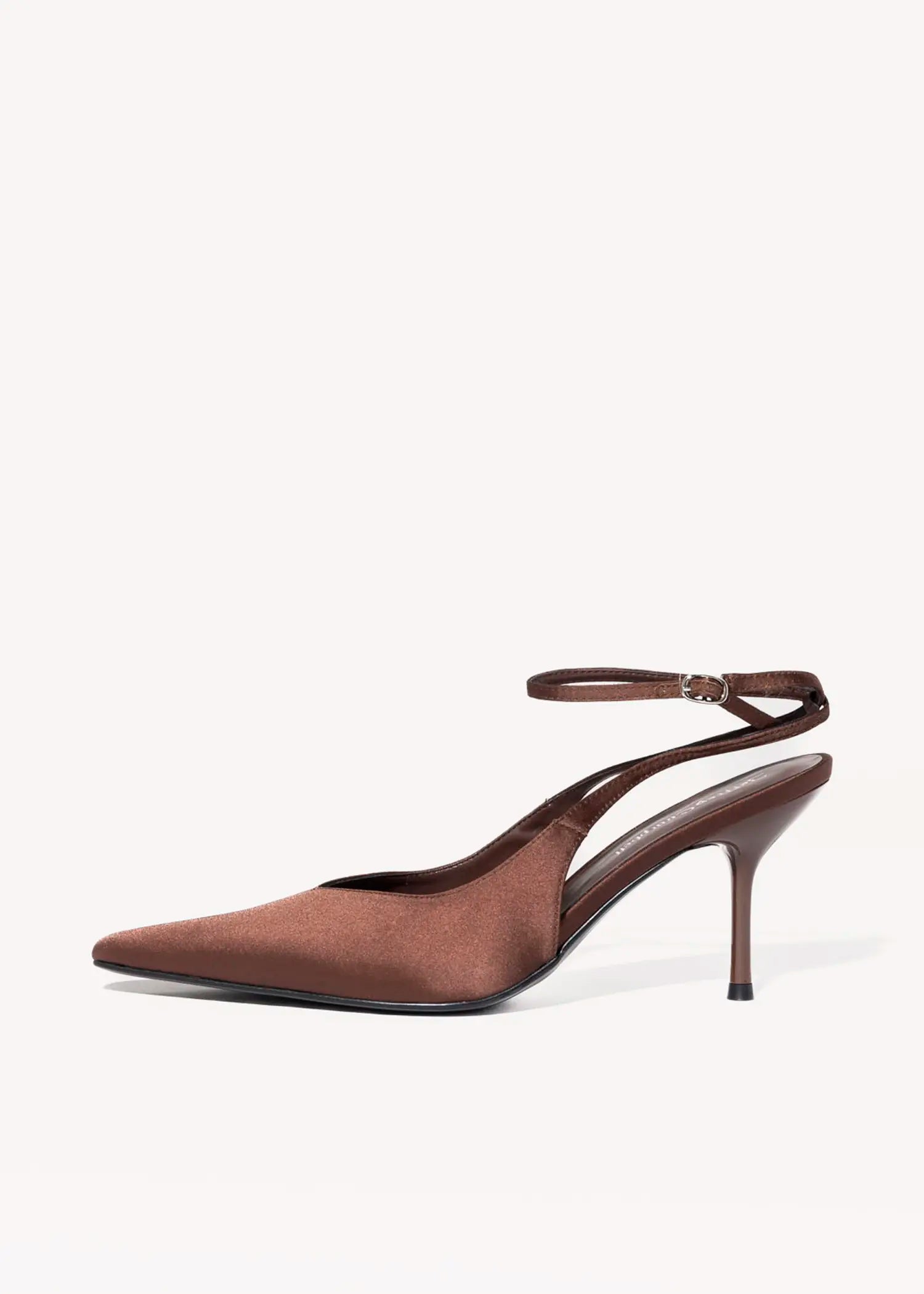 swatch_brown satin executive slingback pump heels
