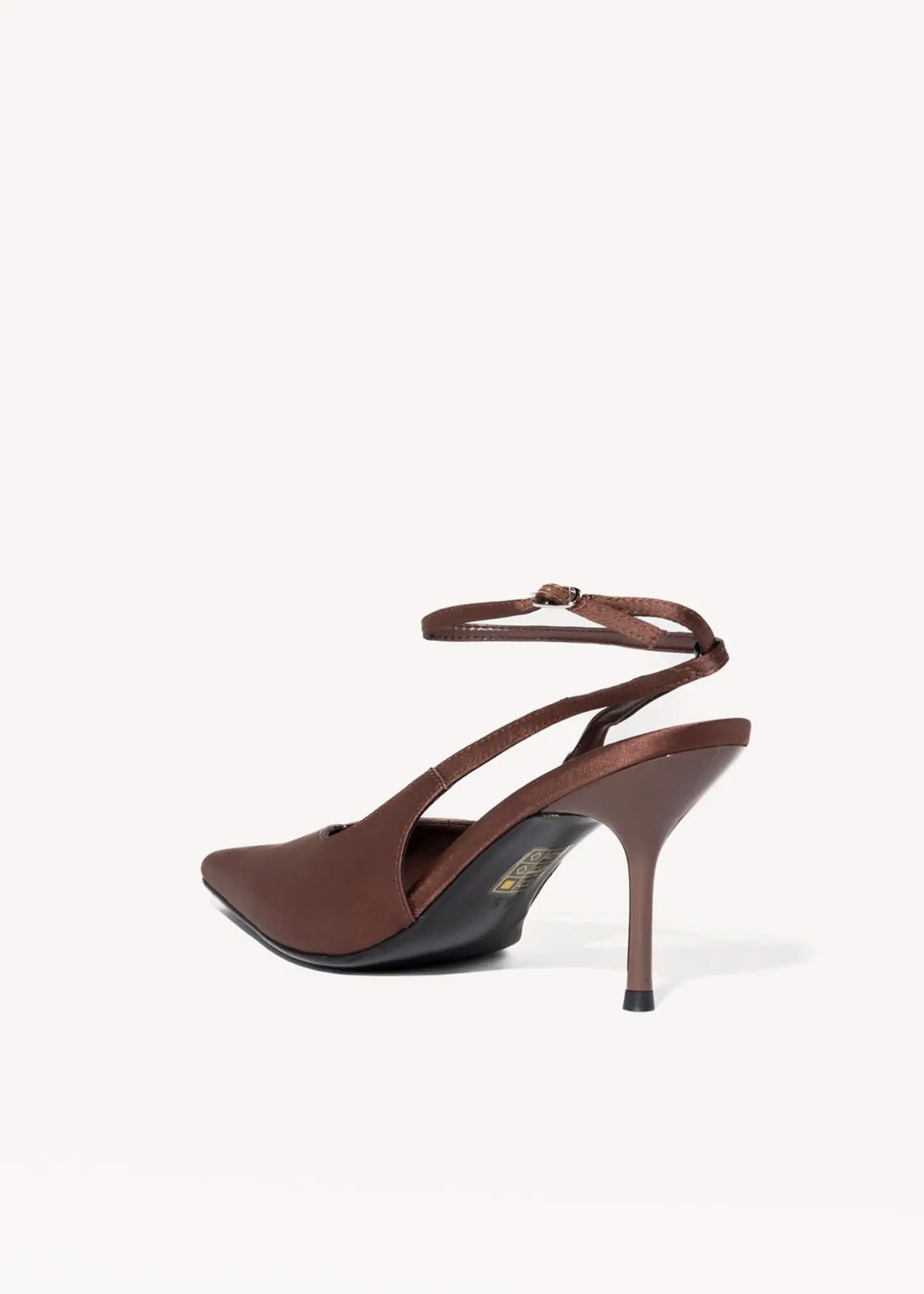 swatch_brown satin executive slingback pump heels
