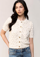 swatch_Eggshell heartloom dana short sleeve knit cardigan