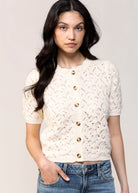 swatch_Eggshell heartloom dana short sleeve knit cardigan