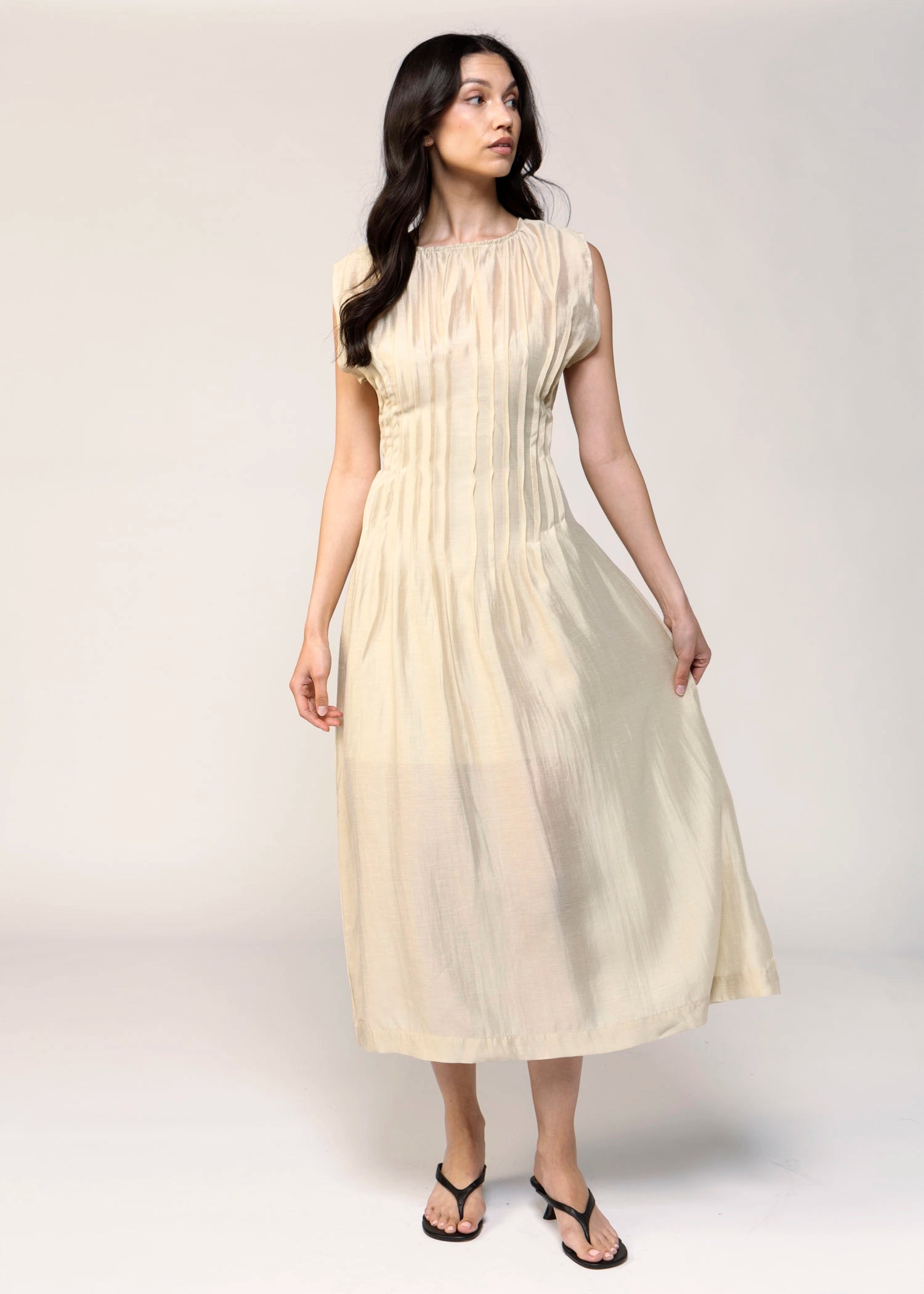 swatch_Taupe linen midi dress