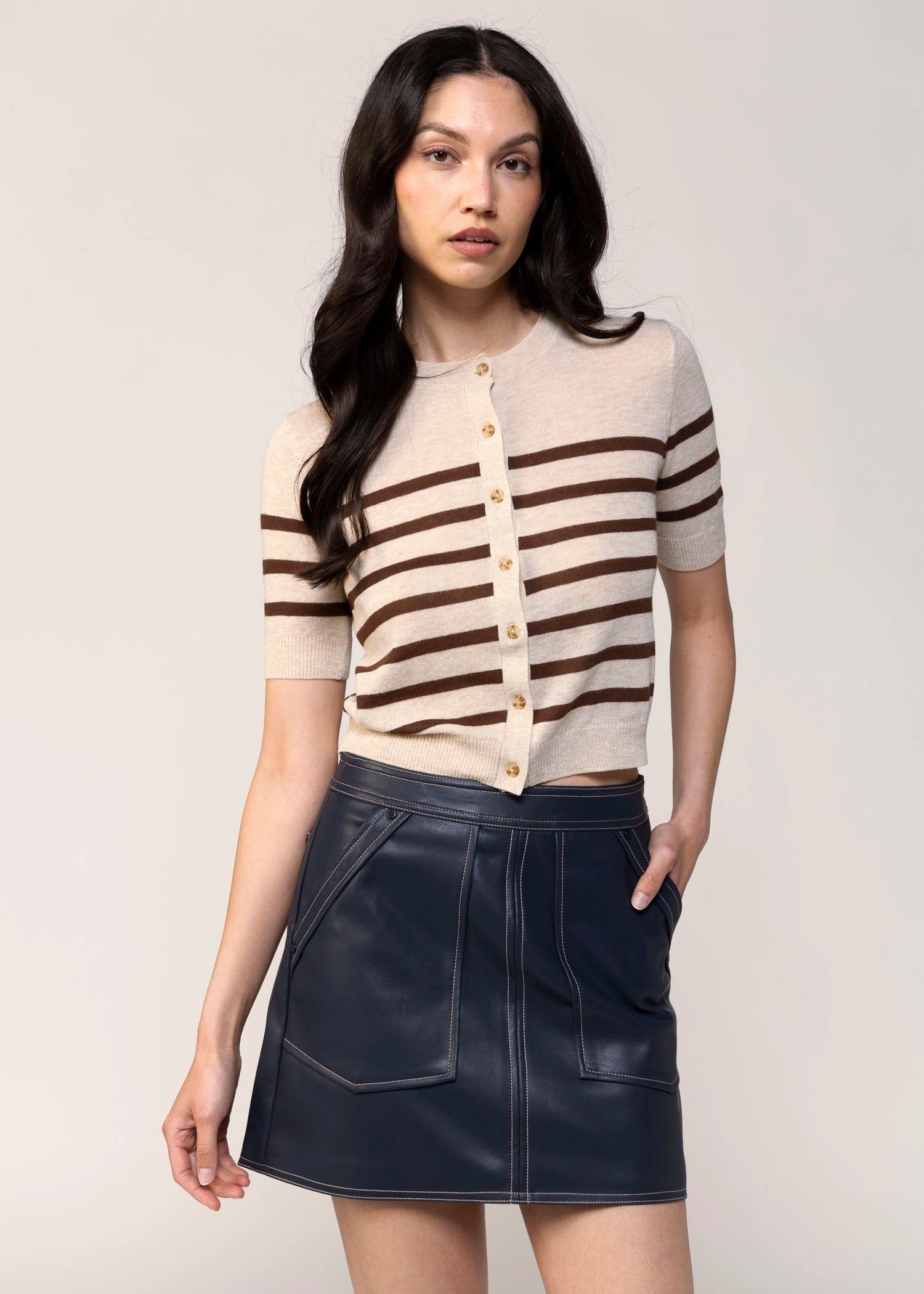 swatch_Oat/Chocolate central park west marlon stripe cardigan
