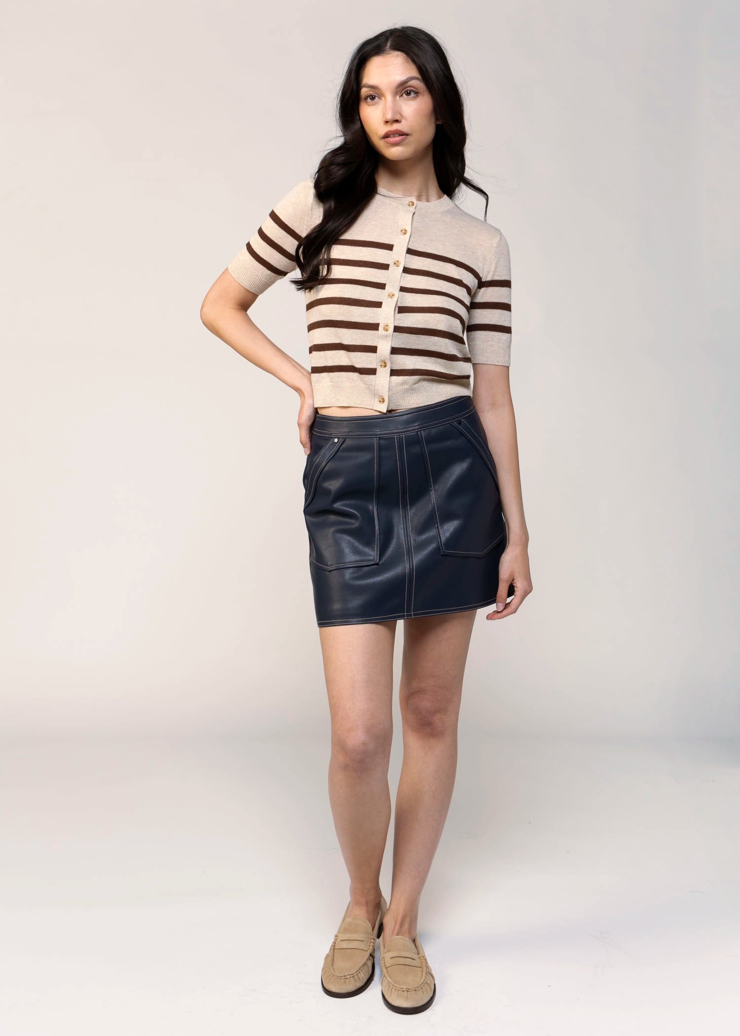 swatch_Oat/Chocolate central park west marlon stripe cardigan